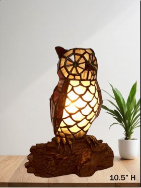 Hand-Made Stained Glass Owl Lamp